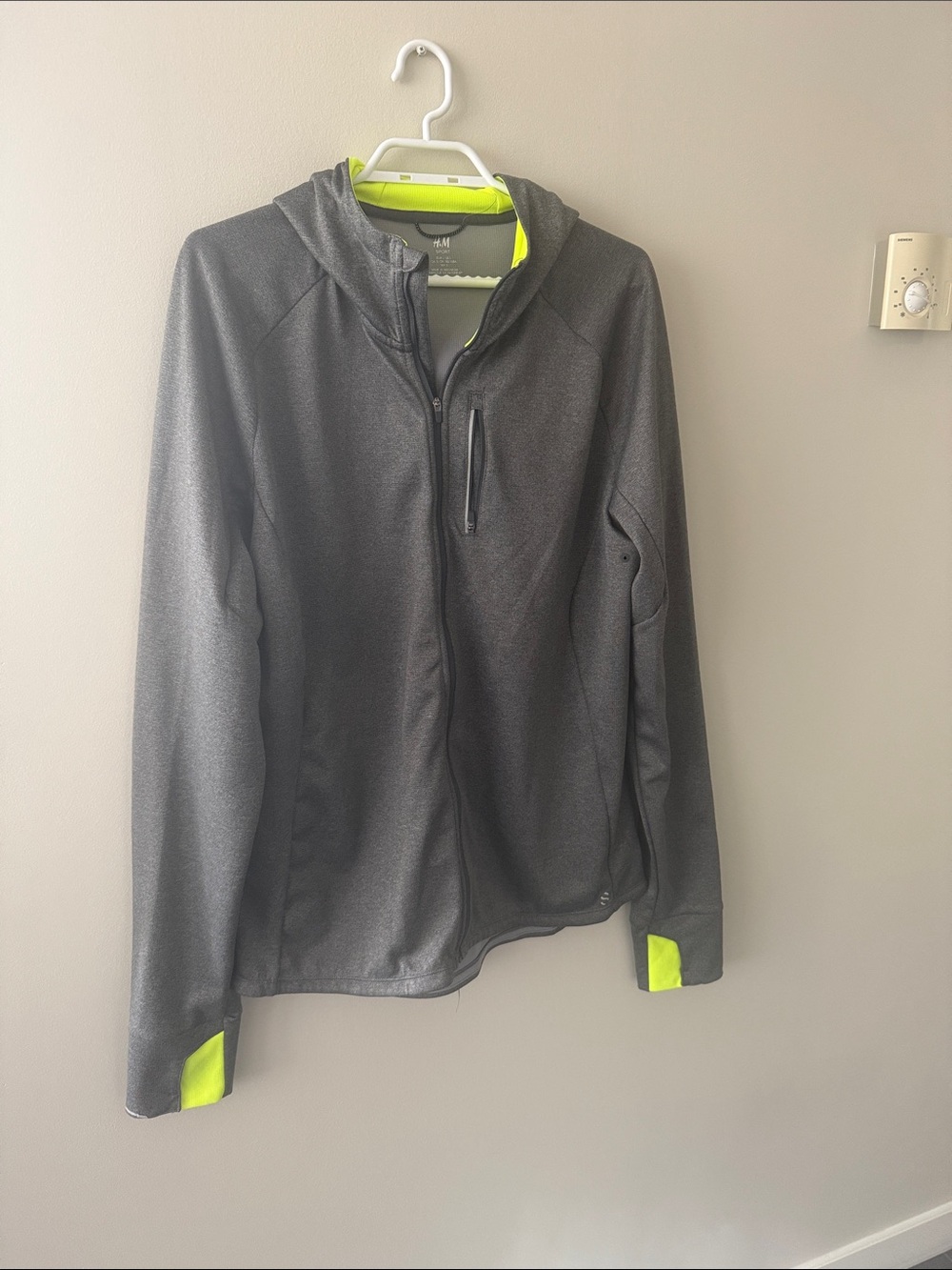 H&M Dark Gray Hoodie with Neon Yellow Trim